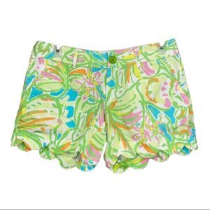 Lilly Pulitzer Buttercup Shorts Elephant Ear Print Size 0 Scalloped Edge